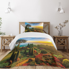 Colorful Idyllic Nature Bedspread Set