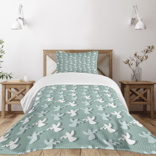 Xmas Silhouettes Striped Bedspread Set