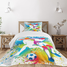 Football Players Colorful Bedspread Set