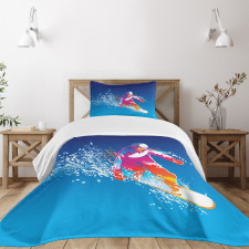 Colorful Snowboarding Man Bedspread Set