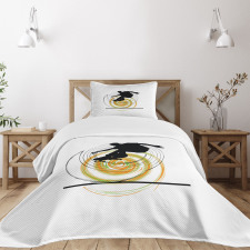 Skater Man Spiral Circles Bedspread Set