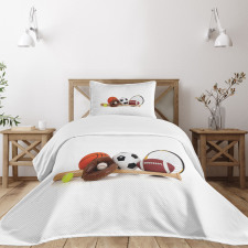 Assorted Sports Equipment Bedspread Set