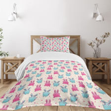 Fun Kids Cartoon Hearts Bedspread Set