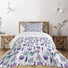 Botany Plants Watercolor Bedspread Set