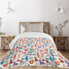 Colorful Sketch Composition Bedspread Set