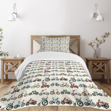 Colorful Bicycles Pattern Bedspread Set