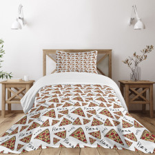 Doodle Art Style Slices Bedspread Set