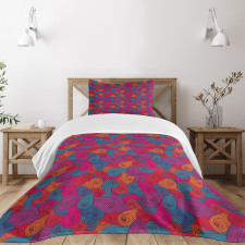 Colorful Swirls Curls Bedspread Set