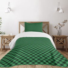 Diagonal Tartan Green Bedspread Set