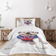 Puppy with Flag Bedspread Set