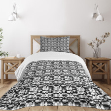 Asymmetric Greyscale Bedspread Set
