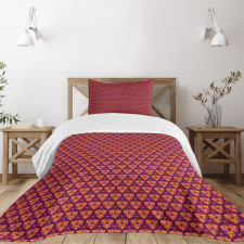Symmetrical Floral Tile Bedspread Set