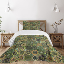 Oriental Floral Octagon Bedspread Set