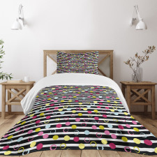 Retro Stripped Backdrop Bedspread Set