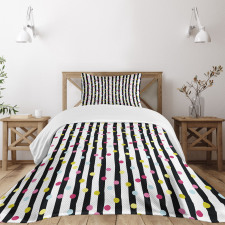 Colorful Dots and Stripes Bedspread Set