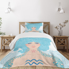 Blue Woman Bedspread Set