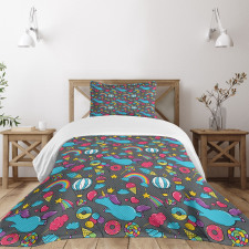 Unicorns Rainbows Cartoon Bedspread Set