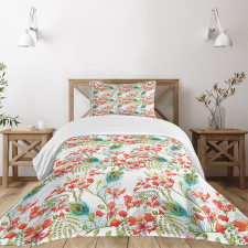 Peacock Feather Petunia Bedspread Set