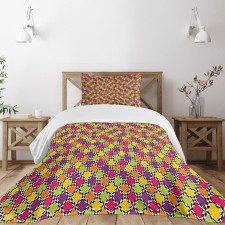 Colorful Diamond Shape Bedspread Set