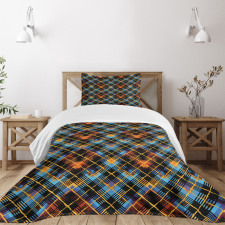 Modern Geometric Tartan Bedspread Set