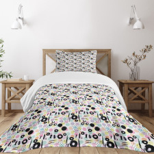 Colorful Dots Scribbles Bedspread Set