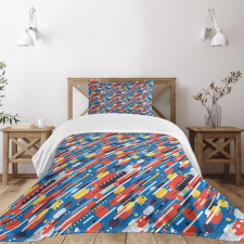 Diagonal Shapes Design Bedspread Set