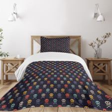 Skulls with Bones Bedspread Set