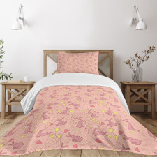 Bunnnies and Flowers Bedspread Set