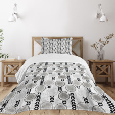 Greyscale Spring Bloom Bedspread Set