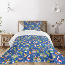 Traditional Koi Pond Bedspread Set