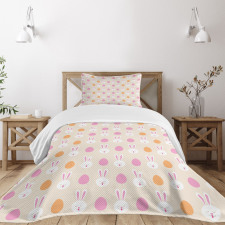 Bunny Faces and Eggs Bedspread Set