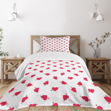 Cartoon Hearts Love Bedspread Set