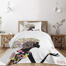 Girl with Flowers Bedspread Set