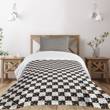 Checkered Dotted Tile Bedspread Set