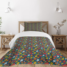 Doodle Leaves Nature Bedspread Set