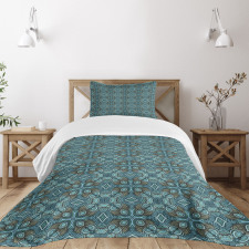 Aqua Color Palette Hippie Bedspread Set