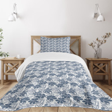 Pastel Colors with Leaves Bedspread Set