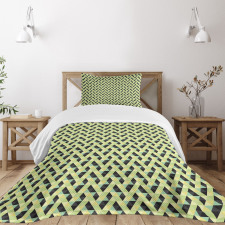 Abstract Grid Style Retro Bedspread Set