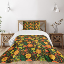 Ornate Birds Flowers Bedspread Set