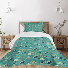 Ocean and Colorful Animals Bedspread Set