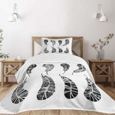 Monochrome Boho Motifs Bedspread Set