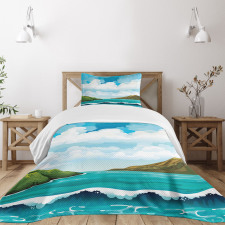 Waves Islands Blue Sky Bedspread Set