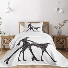 Fashion Woman Dog Bedspread Set