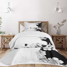 Bird Lily Petals Bedspread Set