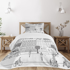 Monochrome Berlin Square Bedspread Set