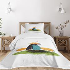 Romantic Animals Hugging Bedspread Set