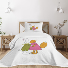 Fox and Hare Hugging Bedspread Set