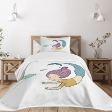 Happy Girl with Fish Bedspread Set