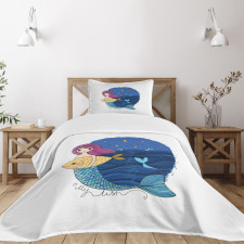 Mermaid Fish Night Sea Bedspread Set