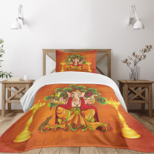 Asian Throne and Peacock Bedspread Set